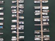 Aerial of Shoemaker Harbor float system. 