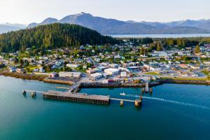 Aerial Image of downtown Wrangell. 