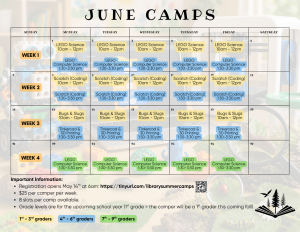 June Camp Schedule