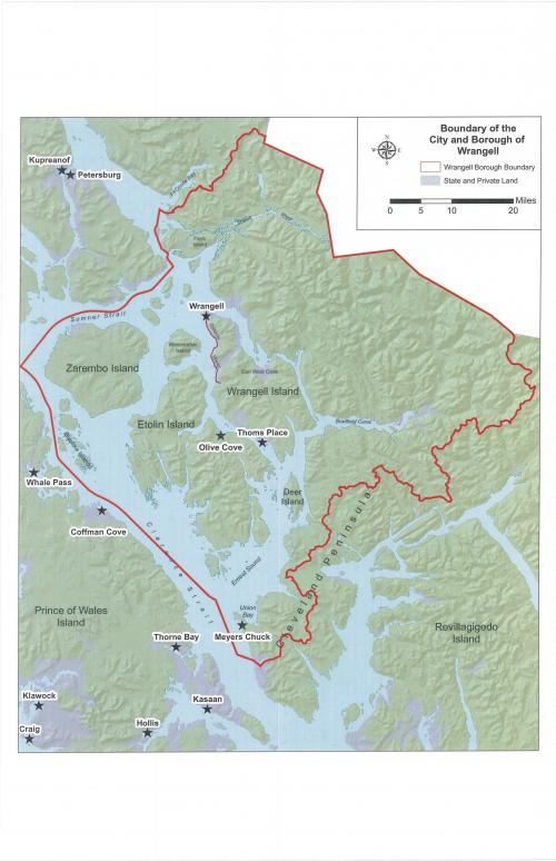 Boundary Map Of City And Borough Of Wrangell Wrangell Alaska Borough Map 