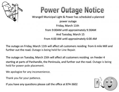 Power Outage Friday 3 11 And Tues 3 15 Wrangell Alaska